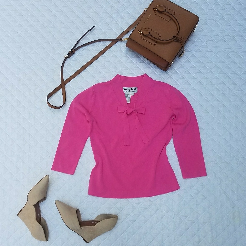 Tie neck 3/4 sleeve work shirt